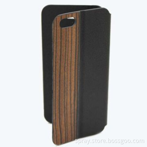 Slim PU wood sleeve wallet design for iPhone 5S